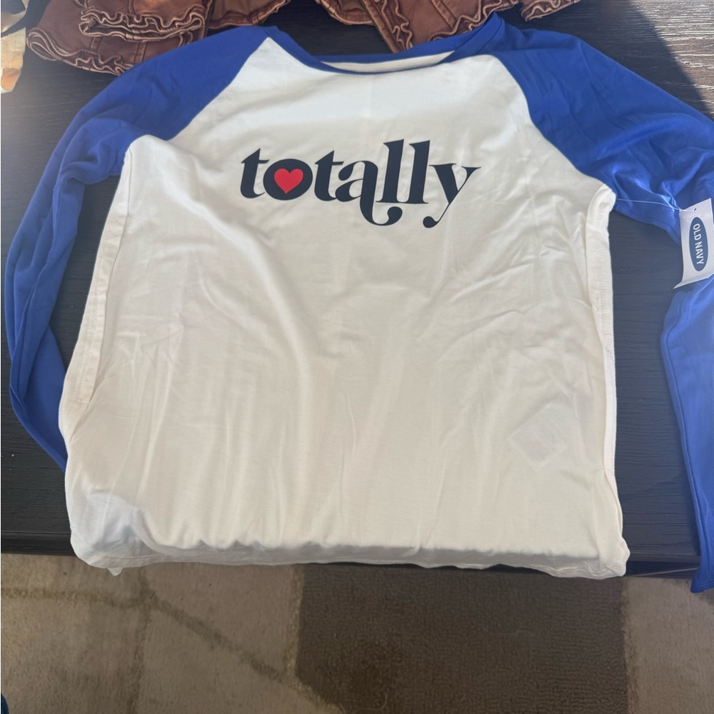 Totally White and Blue Long Sleeve Shirt